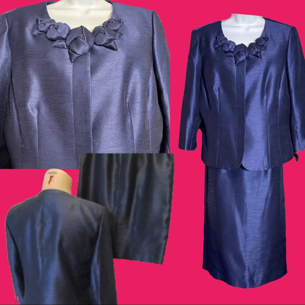 KASPER Dress Suit NWT Brazilian Sky Midnight Navy Blue Classic 14W